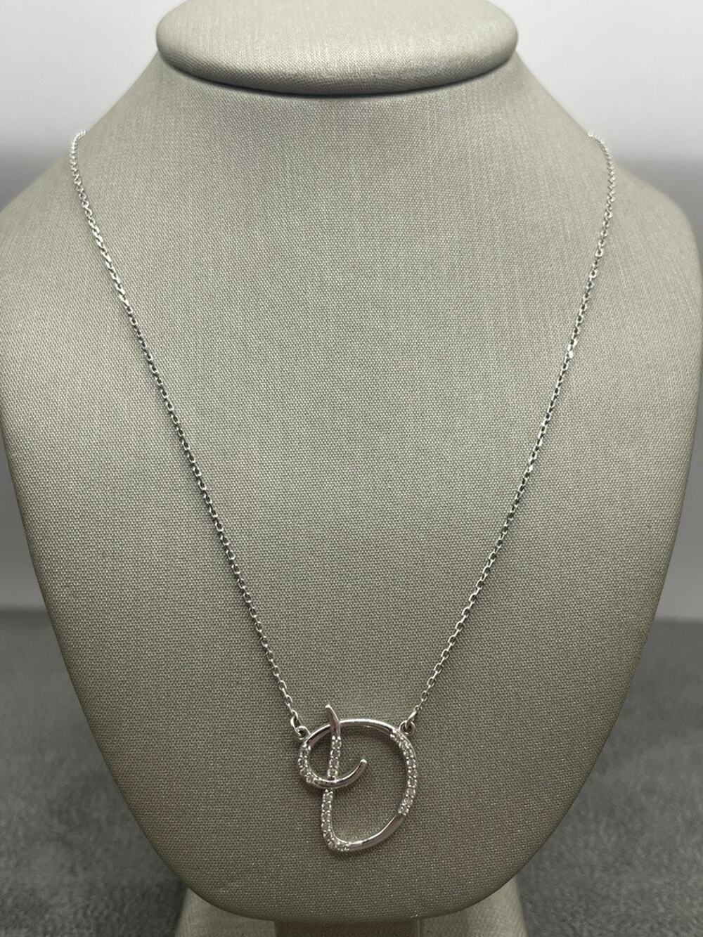 14K White Gold "D" Diamond Necklace (13585)